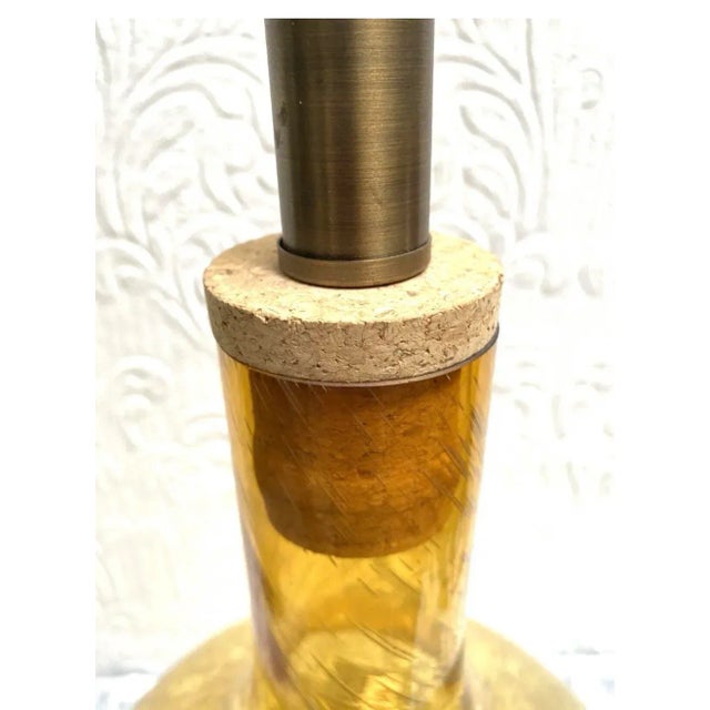 1970s Large Vintage Mid-Century Gold Murano Bubble Glass Jug Lamp For Sale - Image 5 of 13