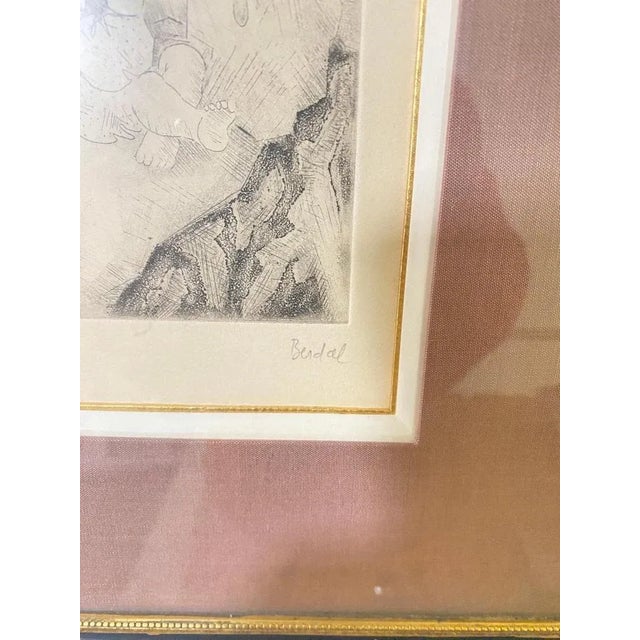 Alex Berdal, Woman with a Child, 20th Century, Engraving, Framed For Sale - Image 5 of 9