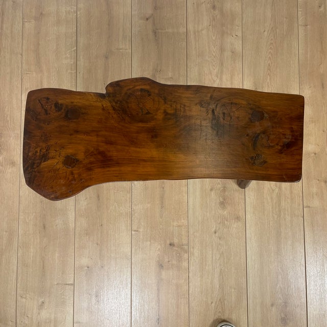 Wood Wabi Sabi Rustic Bench in Elm, 1950s For Sale - Image 7 of 13