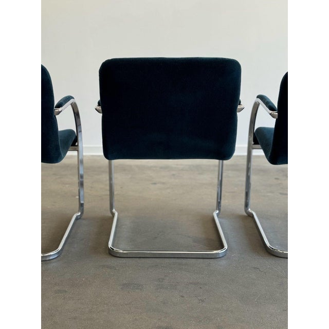 1970s Cantilevered Arm Chairs - Set of 4 For Sale - Image 9 of 12