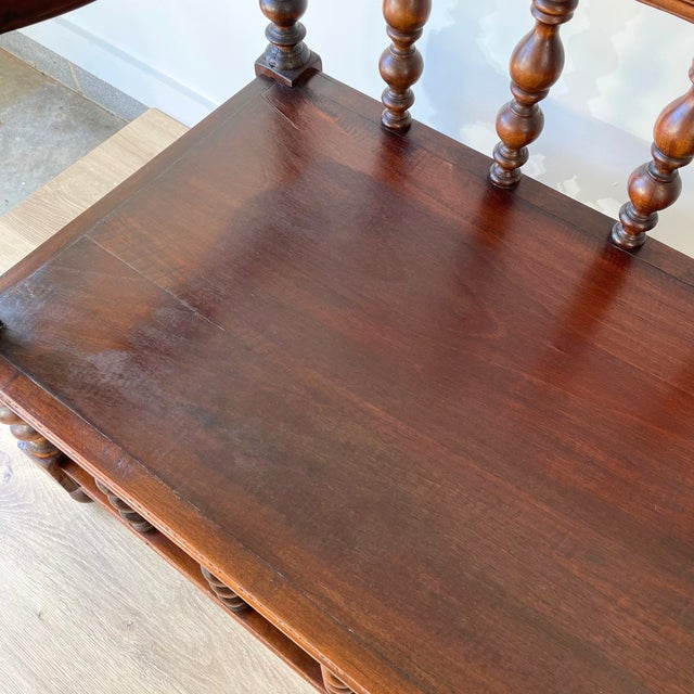 19th Century Walnut Barley-Twist Hall Bench For Sale - Image 12 of 12