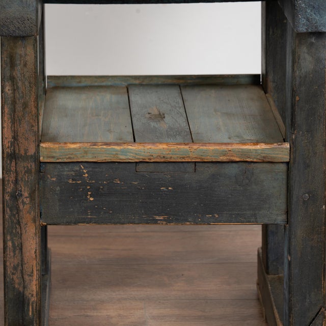 Wood 19th-Century Rustic Pine Console Table With Painted Base and Shelf For Sale - Image 7 of 12