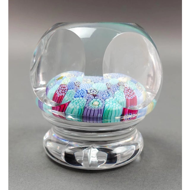 1970s Whitefriars 1974 Millefiori Close Pack Canes Faceted Glass Pedestal Paperweight For Sale - Image 5 of 10