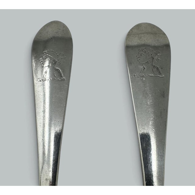 Metal Antique Pair Irish Dublin Sterling Silver Serving Gravy Spoons John Pittar 1780 For Sale - Image 7 of 7