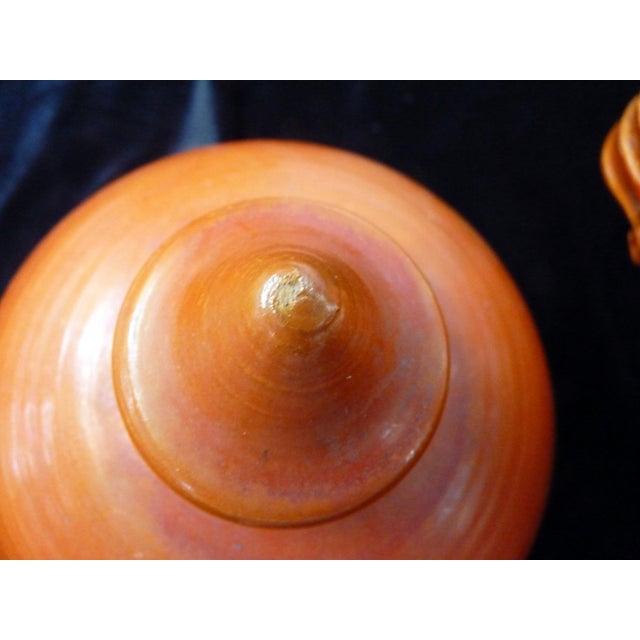 1950s Signed Mid-Century Modern C. Tinel French Studio Pottery Soup Tureen Burnt Orange Fat Lava Glaze For Sale - Image 9 of 10