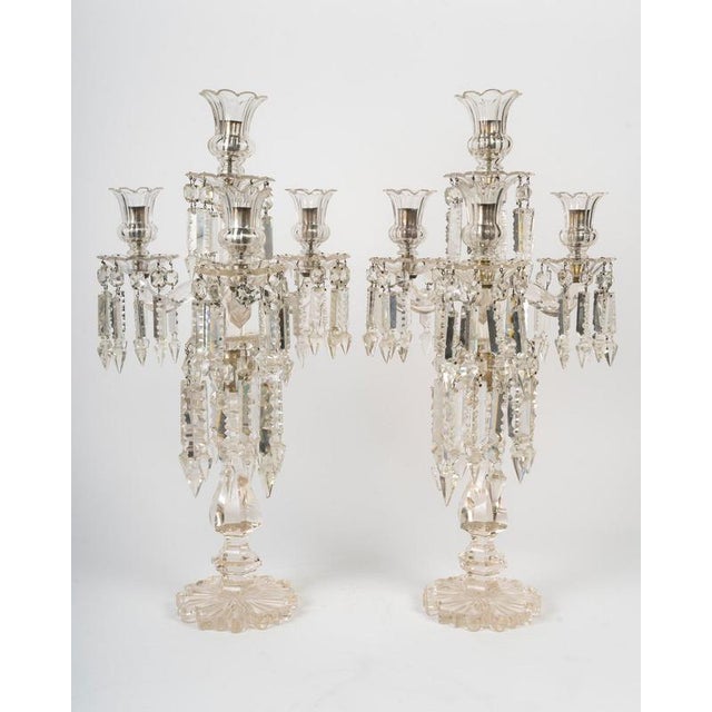 Glass Napoleon III Cut Crystal Candelabras, 1800s, Set of 2 For Sale - Image 7 of 8