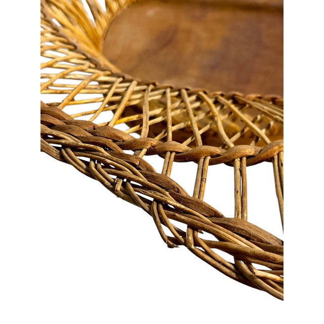 French Vintage French Handwoven Star Shape Rattan Basket With Handle – Folk Art Decorative Bowl For Sale - Image 3 of 11