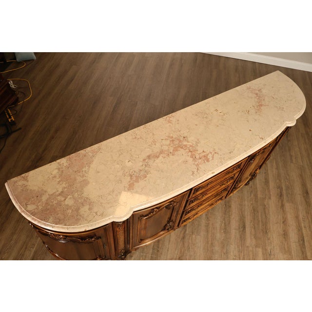 French Louis XV Style 106" Long Marble Top Walnut Sideboard For Sale - Image 16 of 18