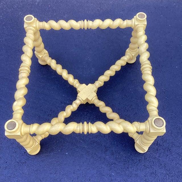 Vintage Baker Furniture Scalloped Golden Yellow Coffee Table With Brass and Glass Top – 44“ For Sale In Atlanta - Image 6 of 11