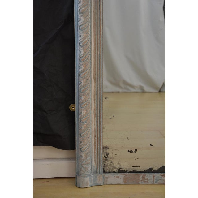 Large antique French country oak leaner mirror / wall mirror, having original glass with some silvering and imperfections...