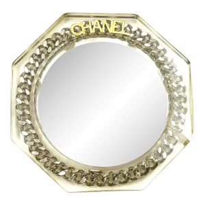 Chanel Gold Silver Chain Resin Cuff Bangle Bracelet