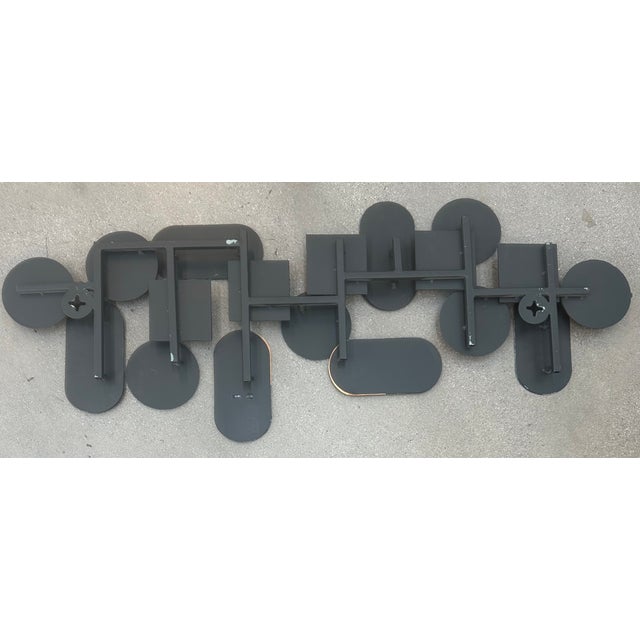 Mid Century Metal Wall Art Patina Geometry Vintage For Sale - Image 9 of 18