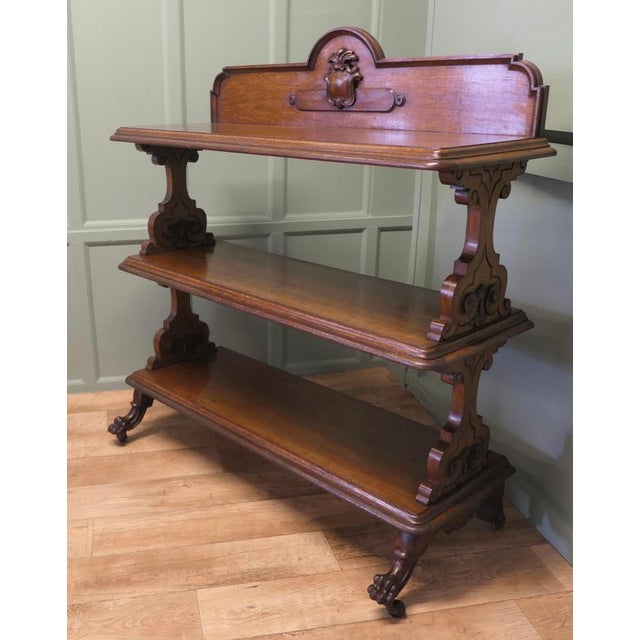 Large Late Victorian Carved Oak Buffet For Sale - Image 3 of 8