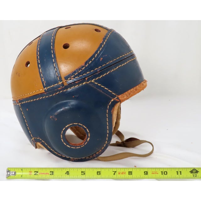 Classic Vintage 1940s Leather Football Players Helmet With Nice Colors