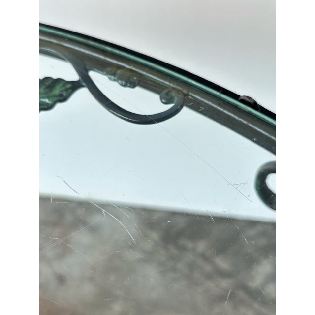 Black Wrought Iron Rose Patio Coffee Table With Round Glass Top by Woodard, Mid-20th Century For Sale - Image 11 of 14