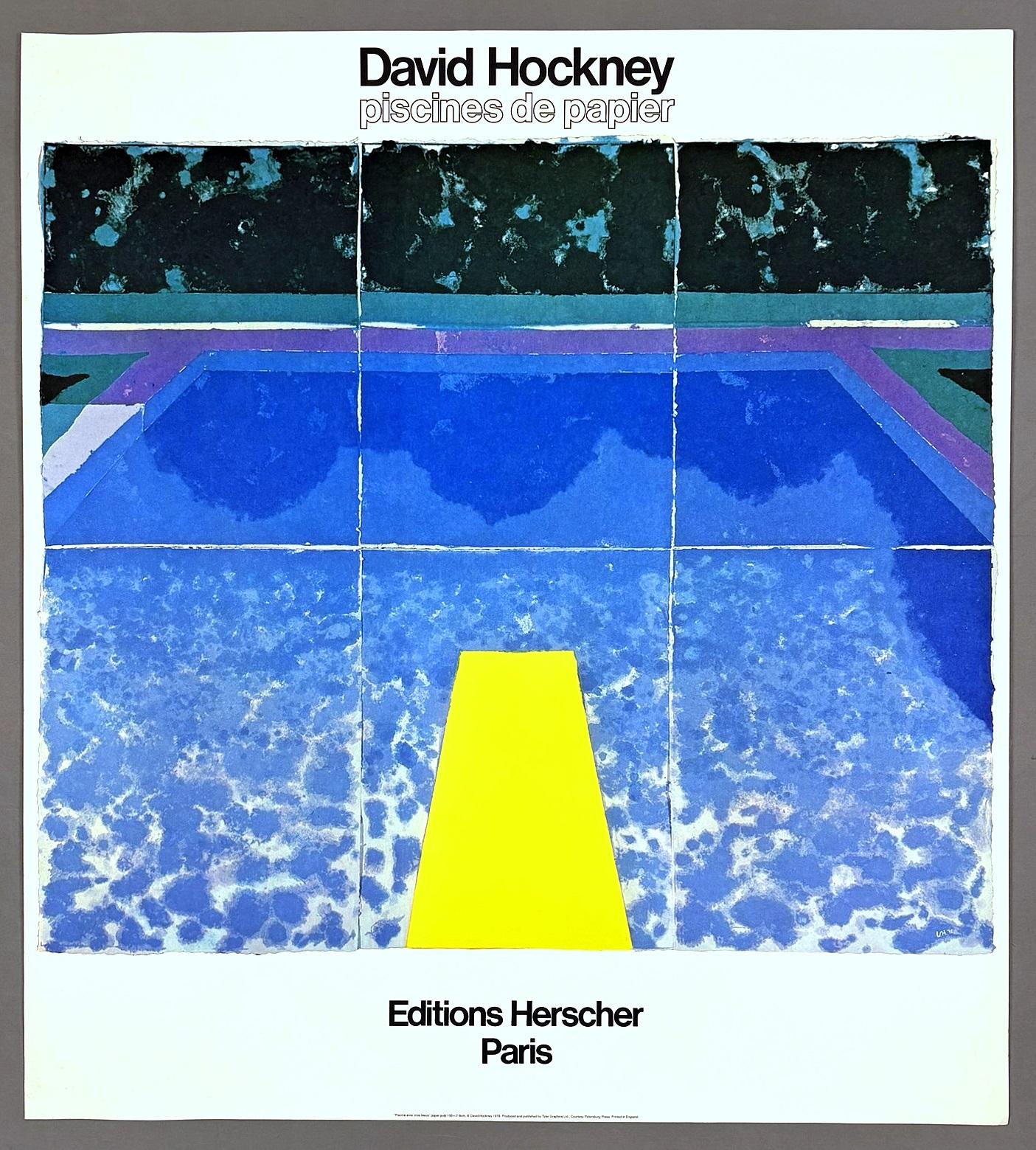 David Hockney Original 1980 Piscines De Papier Exhibition Poster