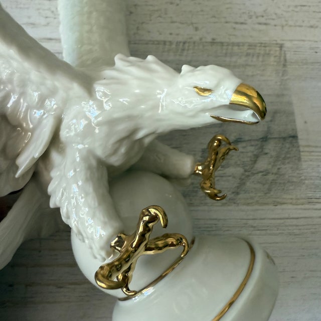Nautical Vintage "The Lenox Ivory Eagle" Figurine Fine Porcelain (1995) Discontinued For Sale - Image 3 of 9