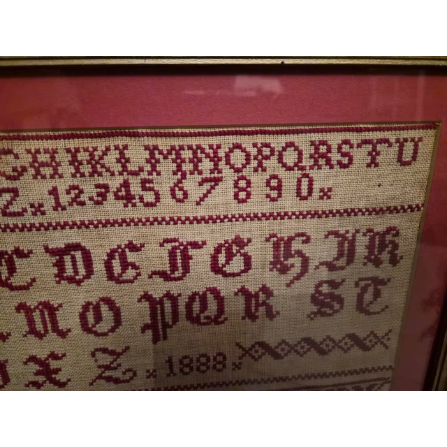 Textile 1888 Red Work Sampler For Sale - Image 7 of 9