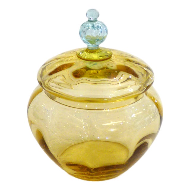 Antique Candy Dish in 2-Tone Blown Glass, 1890s For Sale