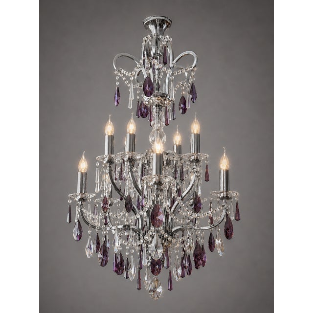 1990 Artisan Regency Purple Crystal Chandelier - 1 Pc For Sale - Image 17 of 17