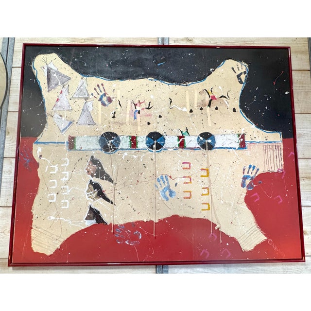 Randy Lee 'White Horse' b. 1951 Untitled, Ceremonial Map with Rawhide Lacing For Sale - Image 6 of 18