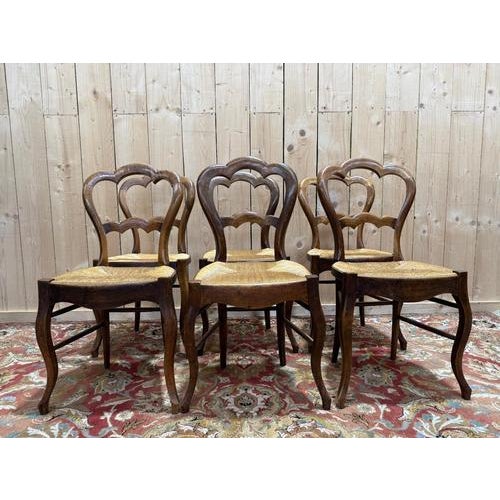 Louis Philippe Walnut Straw Chairs, Set of 6 For Sale - Image 10 of 10