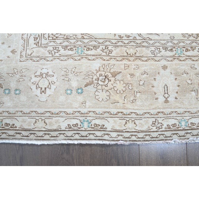 1970s Vintage Persian Handmade Wool Cotton Light Brown Area Rug For Sale - Image 10 of 11