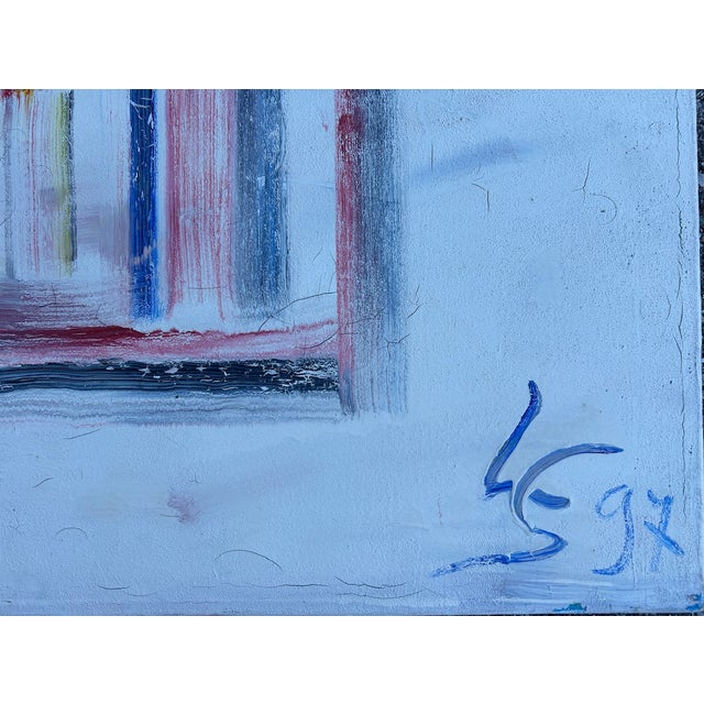 Abstract oil on canvas dating from 1997, signed LS Work reminiscent of the modernist period of the 1930s