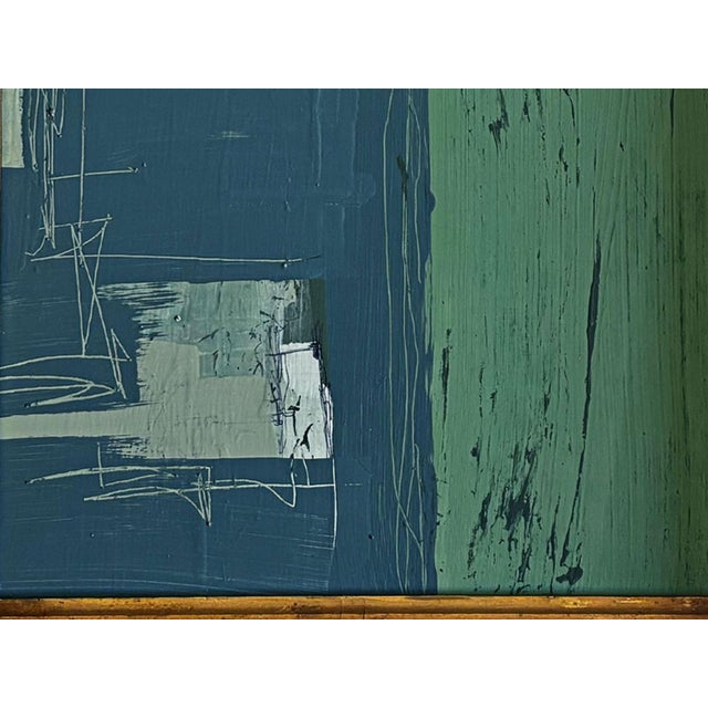2020s “River Moss" Abstract Art in Antique Frame, Transitional Living Room Art by JTS For Sale - Image 5 of 10
