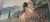 A charming vintage oil painting depicting a peaceful European lakeside village scene with mountains, sailing boats and a...