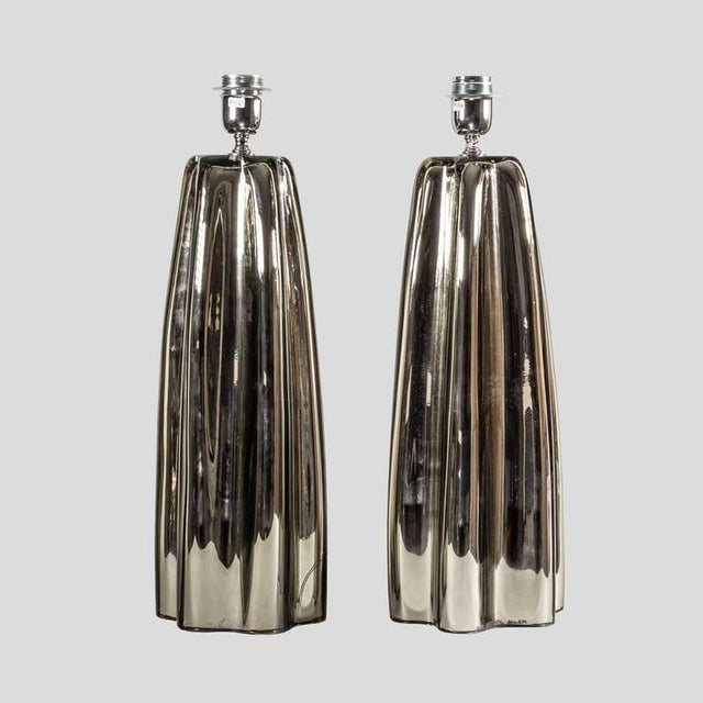 Fluted Mirrored Murano Glass Table Lamps from Alberto Donà, Set of 2 For Sale - Image 10 of 11