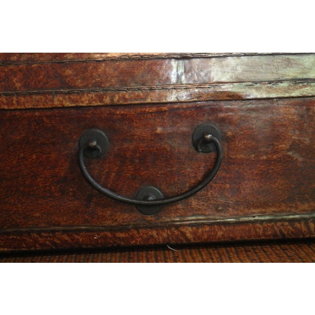 Mid 19th Century Chinese Red Leather Trunk For Sale - Image 5 of 8