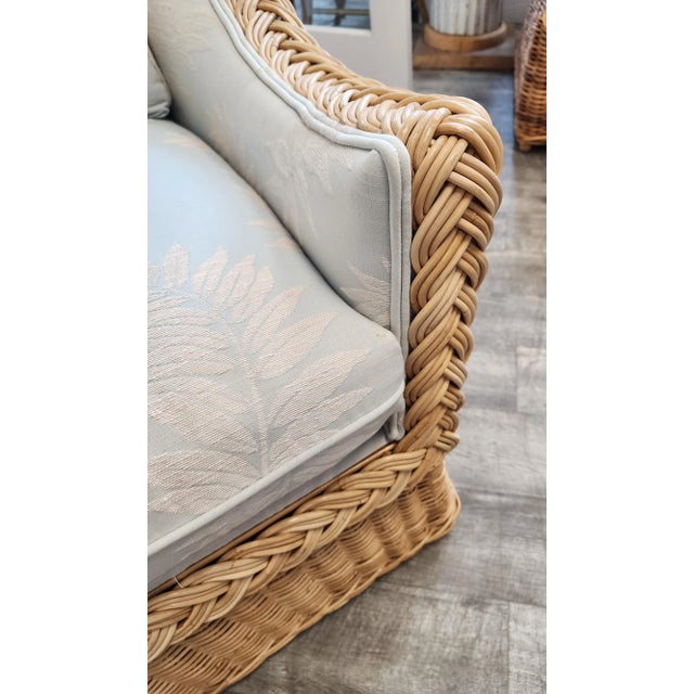 Late 20th Century Michael Taylor Style Wicker Rattan Armchair For Sale - Image 15 of 18