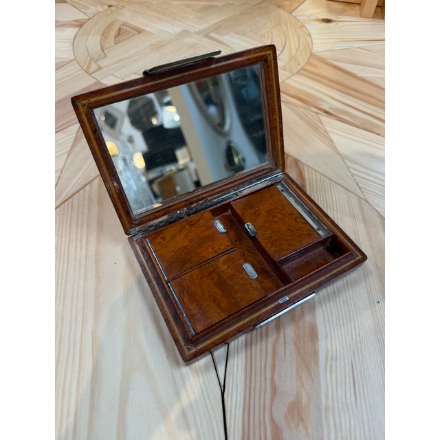Vintage Italian Burlwood Travel Vanity Box With Mirror For Sale - Image 4 of 6