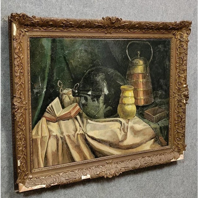 Harry Koolen: Composition with Objects / large oil on canvas signed and dated relined frame needs restoration Dimensions:...
