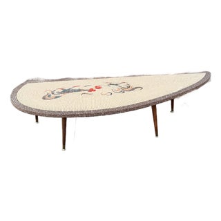 Vintage Mid Century Modern Mosaic Tiled Coffee Cocktail Table Roosters Motif For Sale