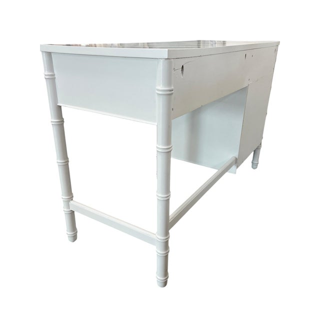 Mid 20th Century Thomasville Faux Bamboo 4-Drawer Desk For Sale - Image 5 of 8