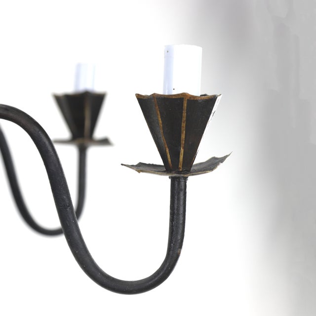 Metal Vintage Handmade Iron Black and Gold 8-Light Chandelier For Sale - Image 7 of 11