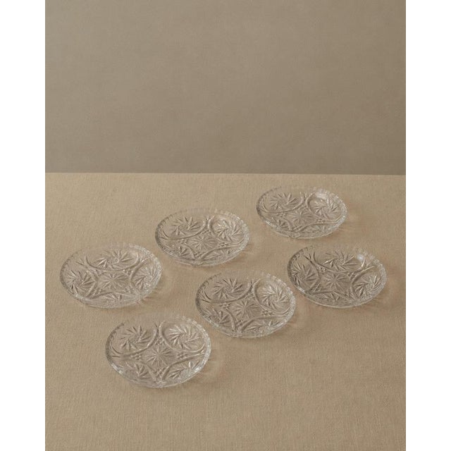 Vintage Crystal Dessert Plates, 1950s, Set of 6 For Sale - Image 9 of 13