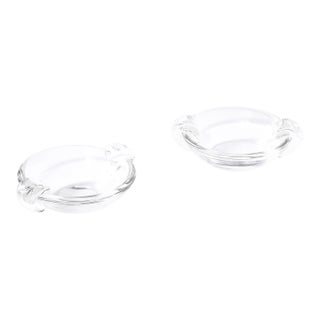 Pair of Mid-Century Modernist Crystal Dishes Signed Steuben For Sale