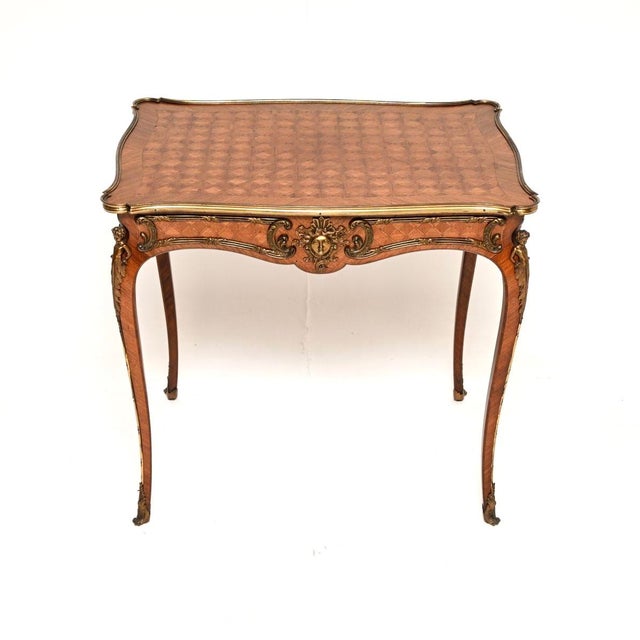 A beautiful antique French inlaid parquetry bureau plat desk / side table. This was made in France, it dates from around...