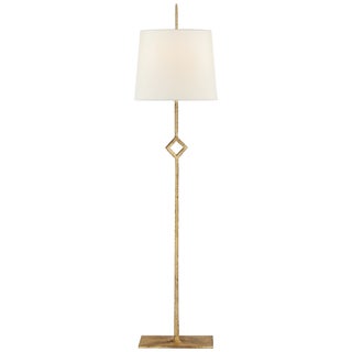 Visual Comfort Signature Cranston Buffet Lamp in Gilded Iron with Linen Shade For Sale