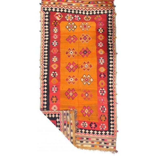 Traditional Pasargad DC Gold Color Fine Hand Knotted Kilim Rug For Sale - Image 3 of 4