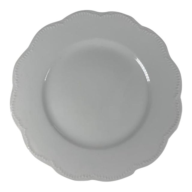 1990s Haviland & Co “Star” Salad Plate - Embossed Beaded Rim, Schleiger 5, All White, Scalloped For Sale