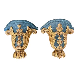 Mid 19th Century French Louis XV Giltwood Wall Brackets - a Pair For Sale