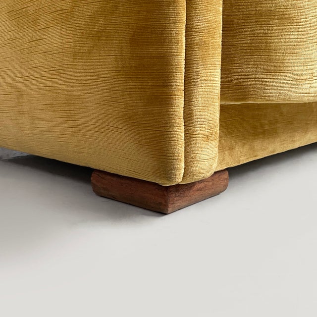 Mid-Century Modern Italian Yellow Velvet Sofa by Tito Agnoli for Poltrona Frau, 1950s For Sale - Image 18 of 18