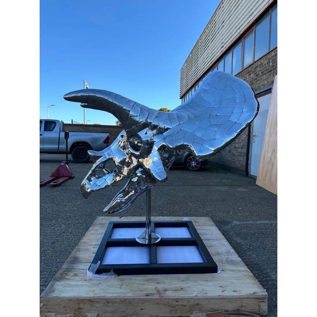 Triceratops Sculpture in Stainless Steel For Sale - Image 4 of 12