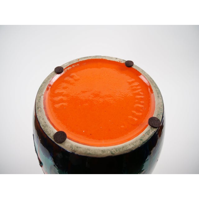 Burnt Orange Large Mid-Century Scheurich Ceramic Vase in Burnt Orange and Green, West Germany For Sale - Image 8 of 11