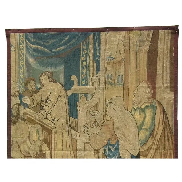 Tan 17th Century Biblical Brussels Tapestry For Sale - Image 8 of 9