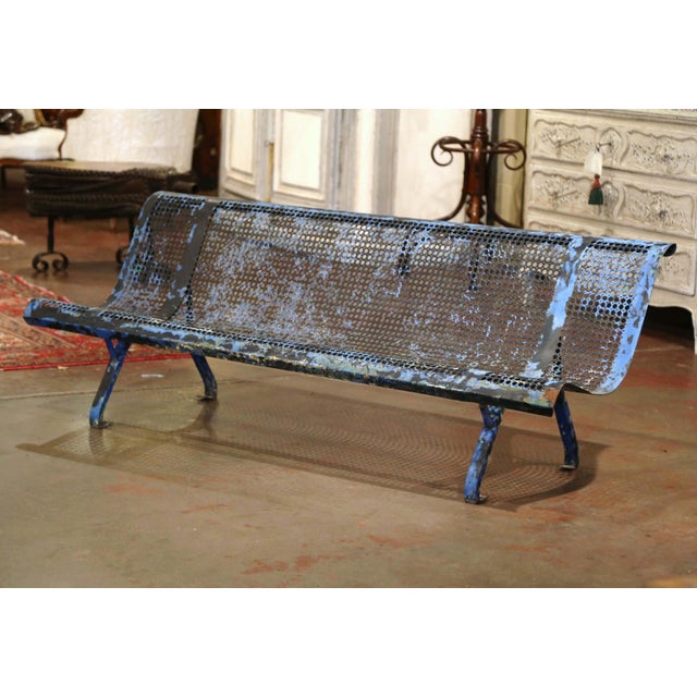 Early 20th Century French Iron And Metal Garden Bench With Curved